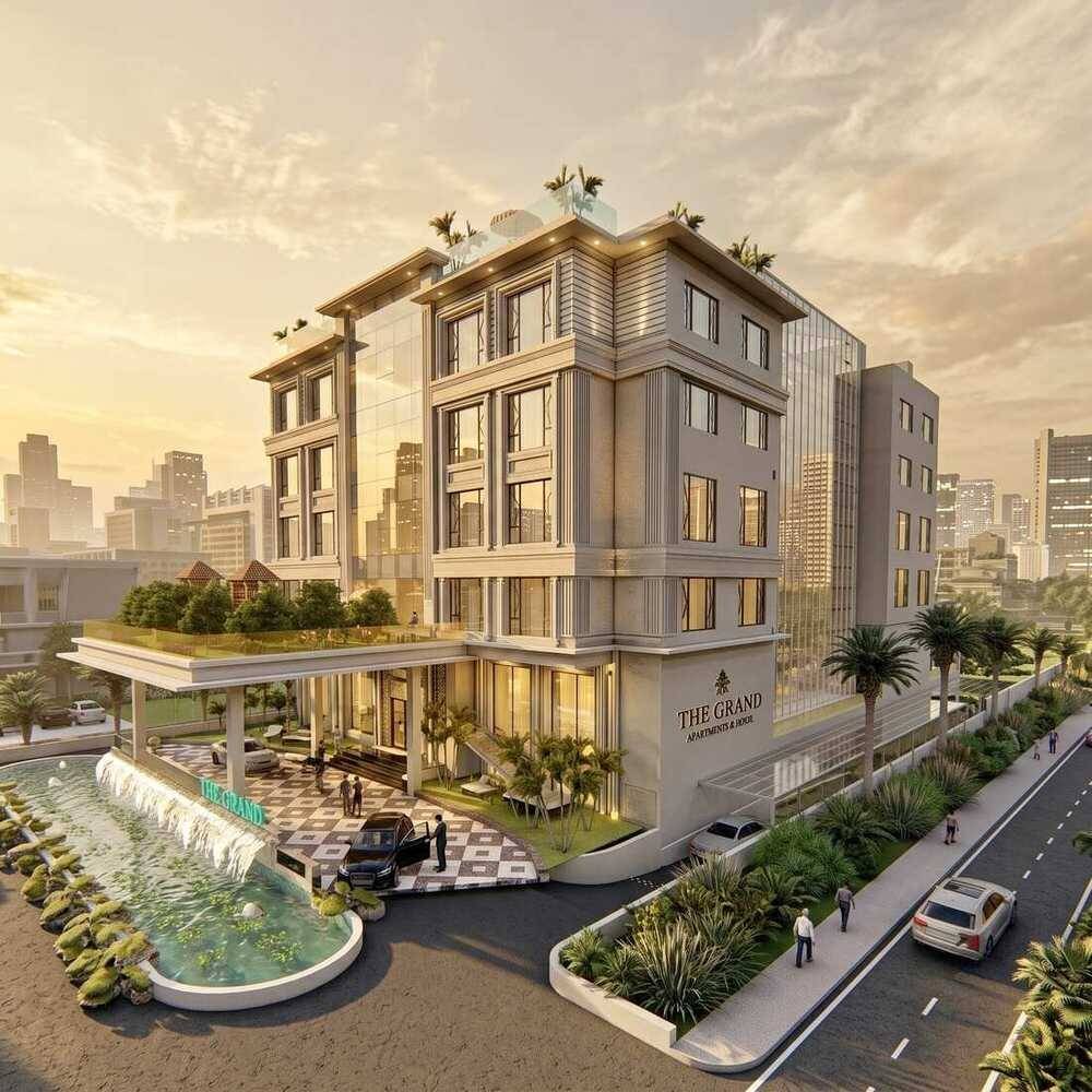 Arrival and water feature — design visualization