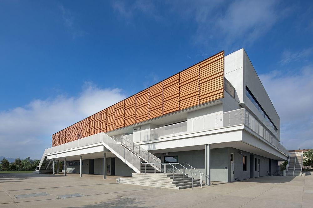 North Hollywood High School &mdash; courtyard between new and historic buildings