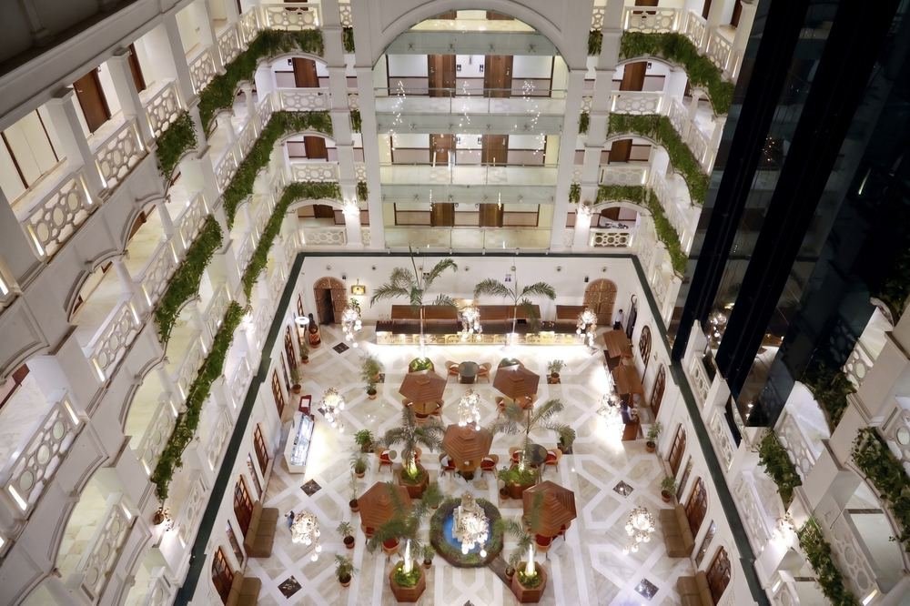 The atrium and palm court from the upper galleries