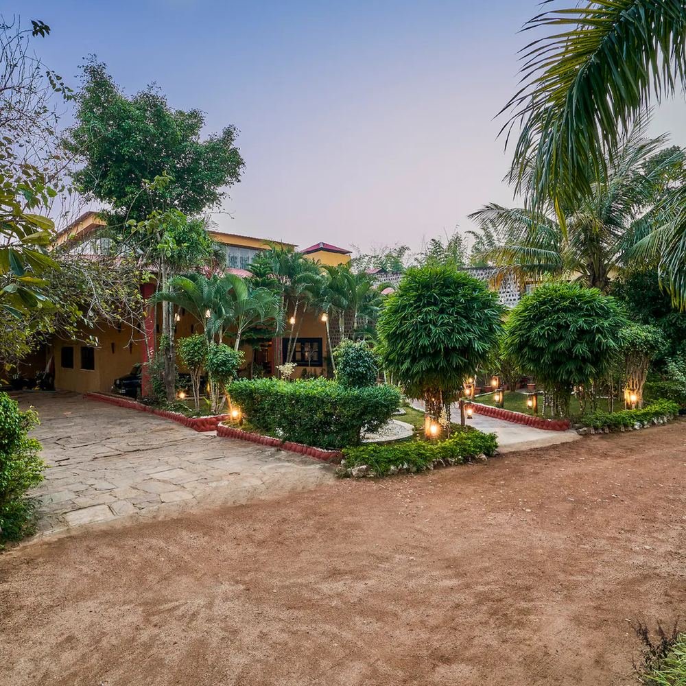 Landscaped path through the property