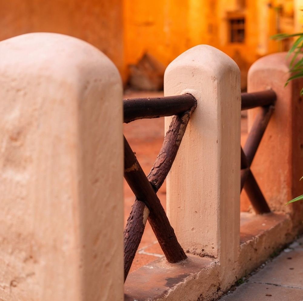 Plinth and timber railing detail