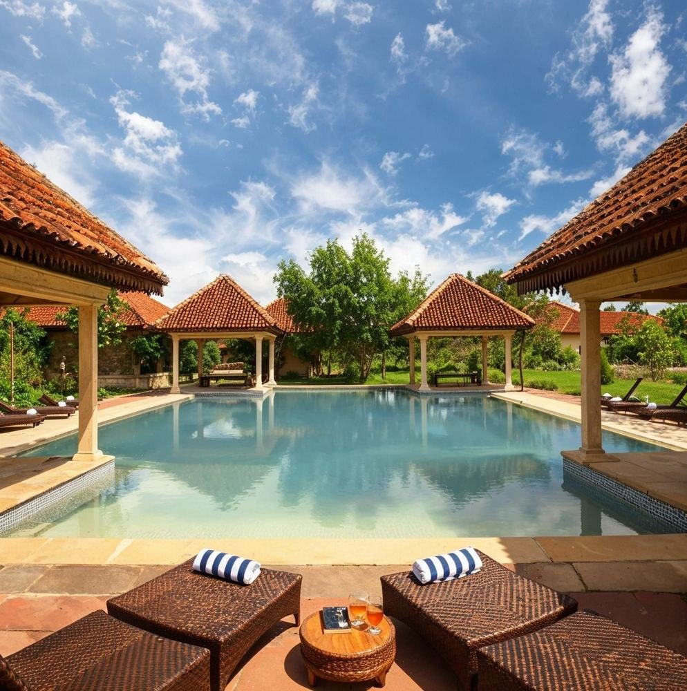 The pool set into the existing terrain