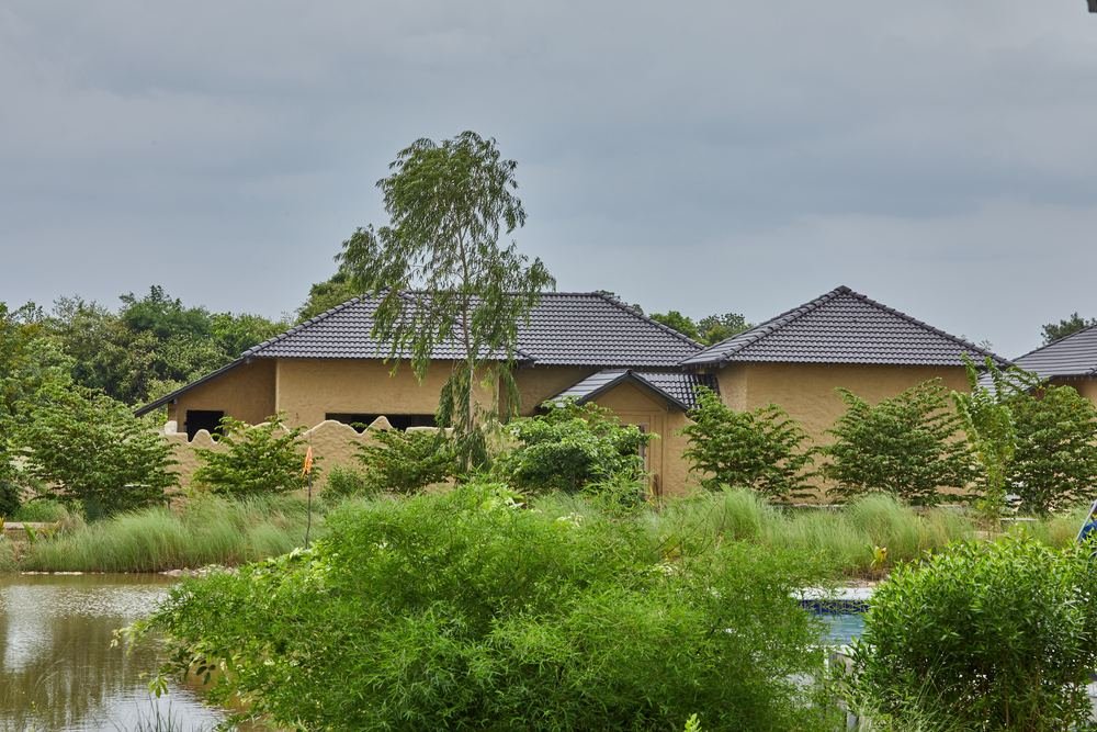 Cottages along the water body